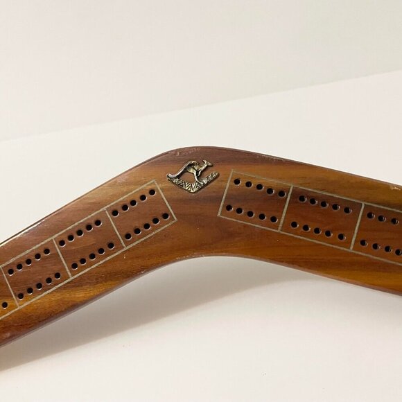 Vintage Australia Souvenir Wooden Boomerang Cribbage Board - Picture 16 of 16